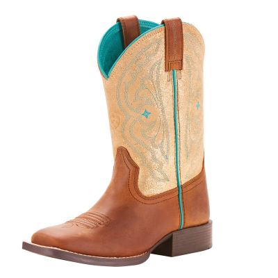 Ariat Western: Quickdraw Botas Western Niños - Marrones Metal / Doradas (ZYXQL5967)